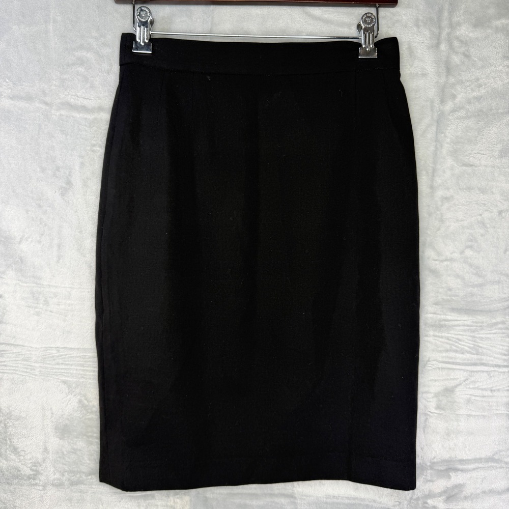 Escada Margaretha Ley Pencil Skirt Womens 36 Black Pure New Wool Made in Germany